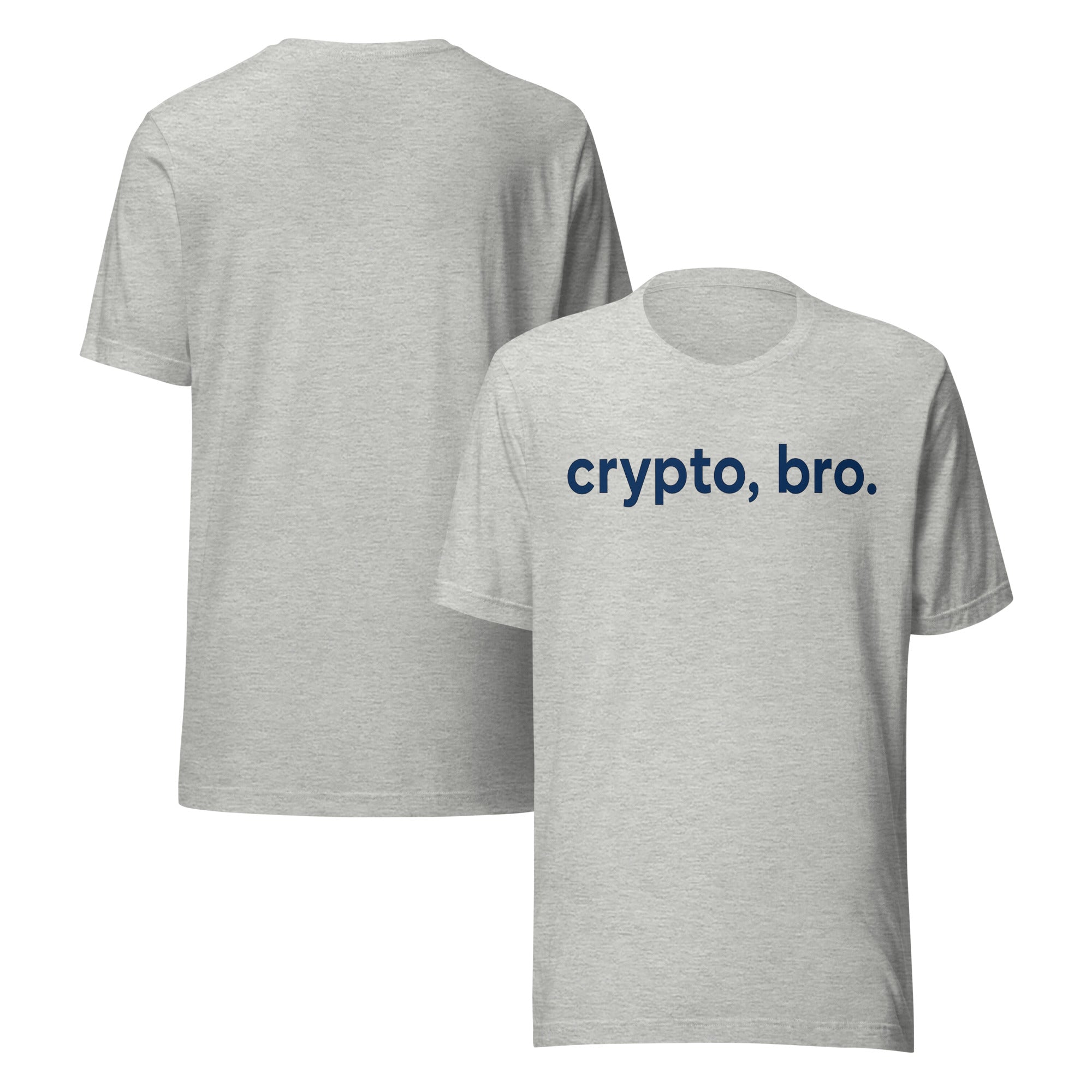 Crypto, Bro Unisex T-shirt featuring minimalist 'crypto, bro.' design representing cryptocurrency culture